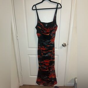 Ashley Stewart Black and Red Midi Dress